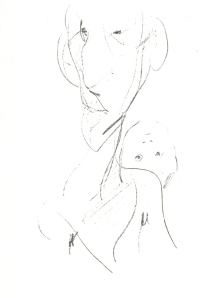 disegno del piccolo Enzo Frateili ritraente Pirandello e se stesso - Reperito sul web
